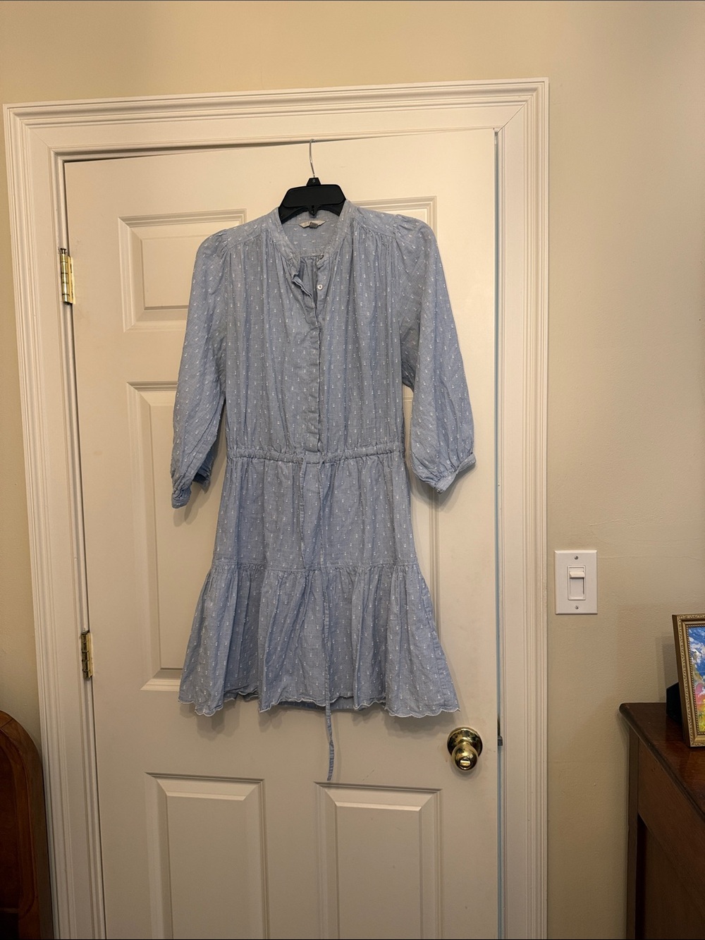 Joie Light Blue Eyelet Tiered Dress